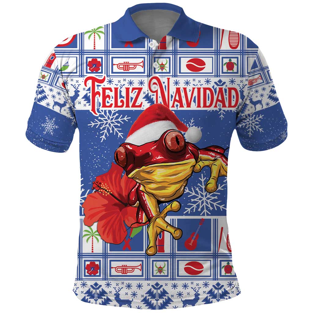 Personalized Puerto Rico Christmas Polo Shirt Coqui With Red Maga Flower LT18