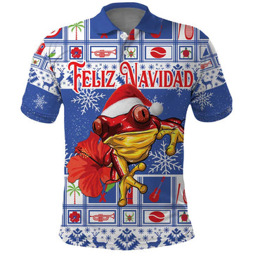 Personalized Puerto Rico Christmas Polo Shirt Coqui With Red Maga Flower LT18