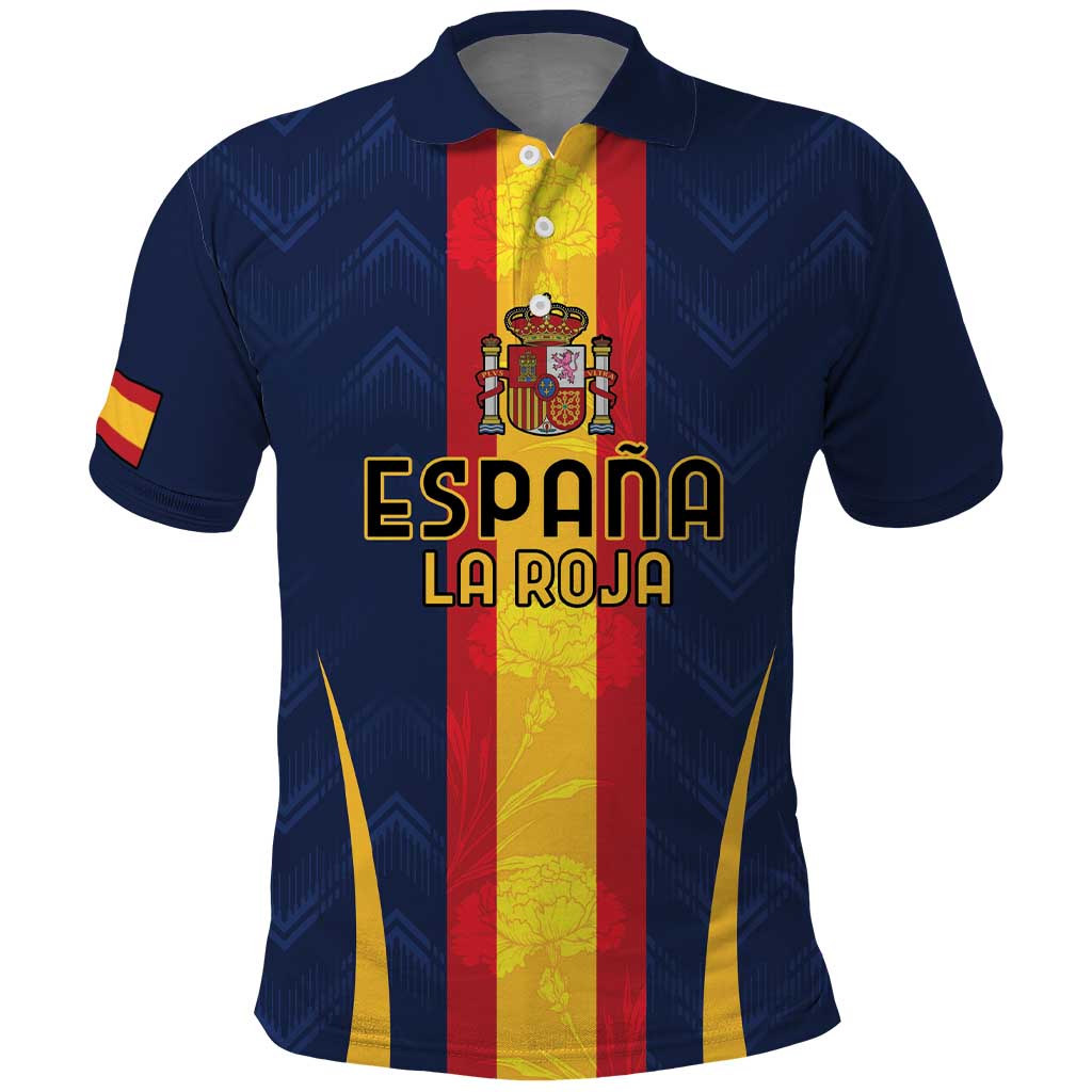 Custom Spain Football Polo Shirt La Roja With Carnation Pattern LT18