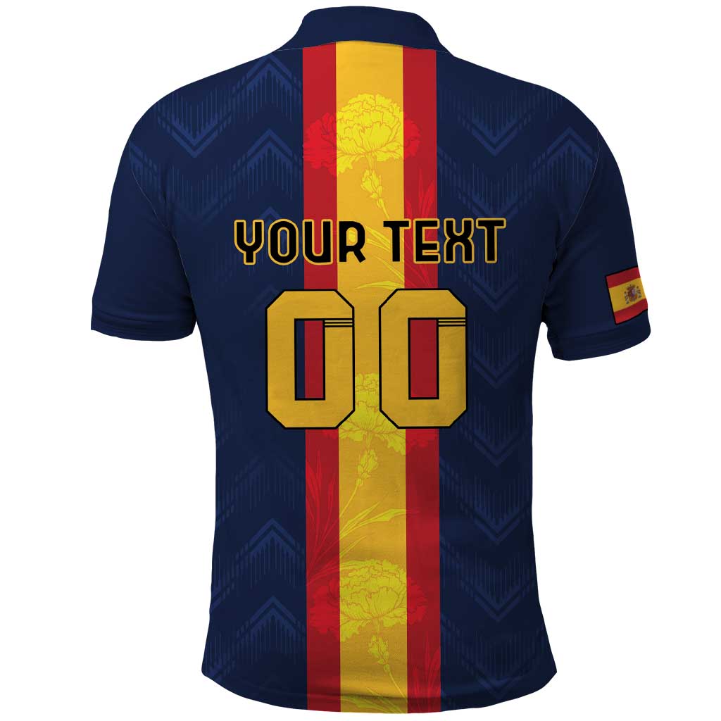Custom Spain Football Polo Shirt La Roja With Carnation Pattern LT18