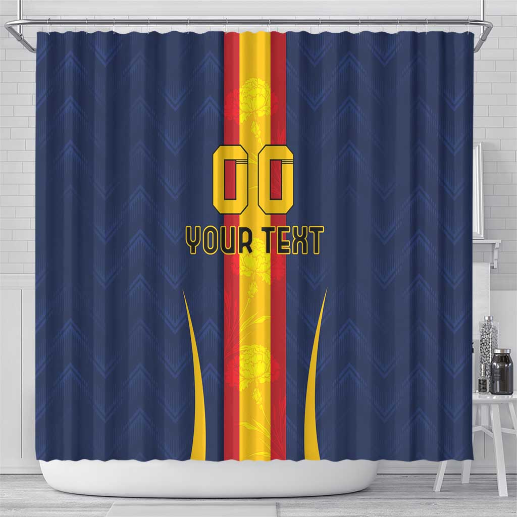 Custom Spain Football Shower Curtain La Roja With Carnation Pattern LT18