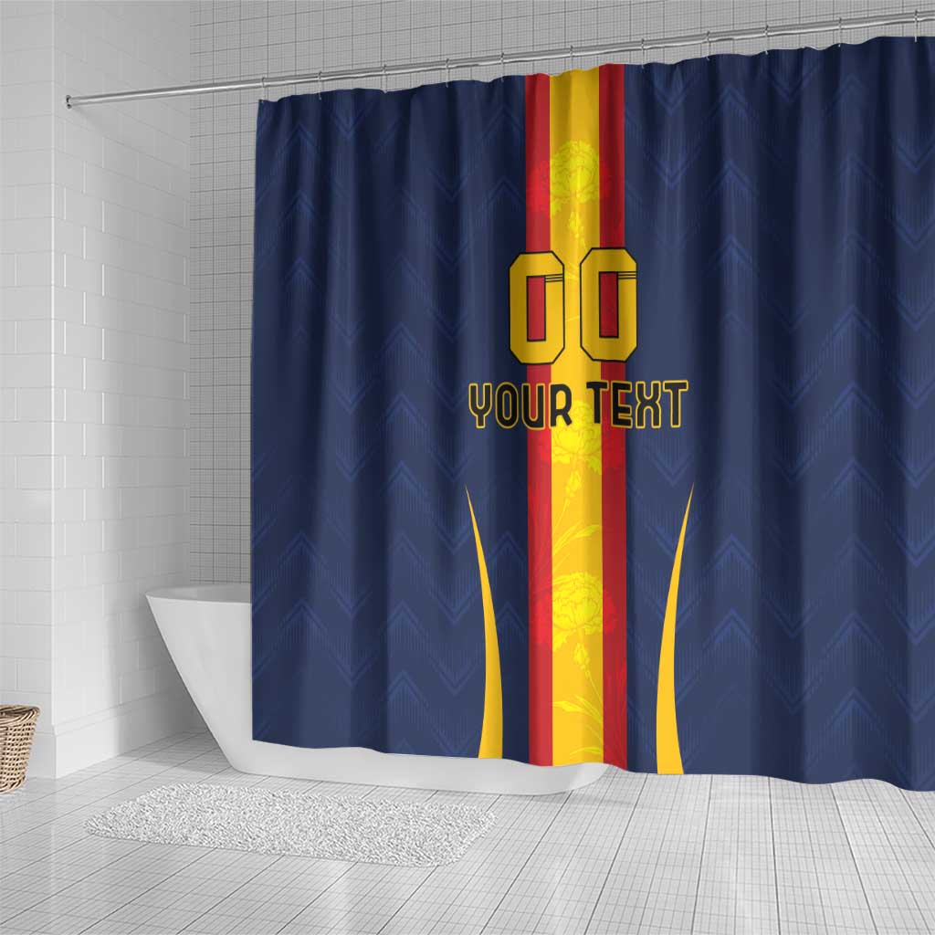 Custom Spain Football Shower Curtain La Roja With Carnation Pattern LT18
