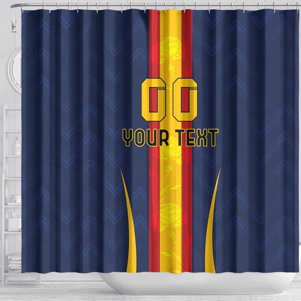 Custom Spain Football Shower Curtain La Roja With Carnation Pattern LT18