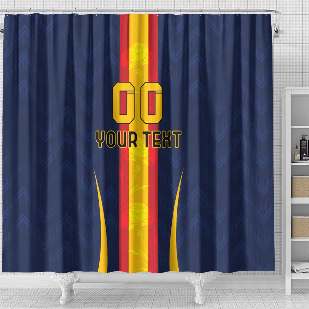 Custom Spain Football Shower Curtain La Roja With Carnation Pattern LT18