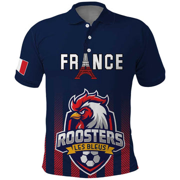 Custom France Football Polo Shirt Les Bleus Gallic Rooster LT18