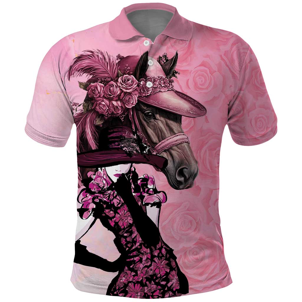 Kentucky Horse Racing Polo Shirt Derby Ladies With Roses LT18