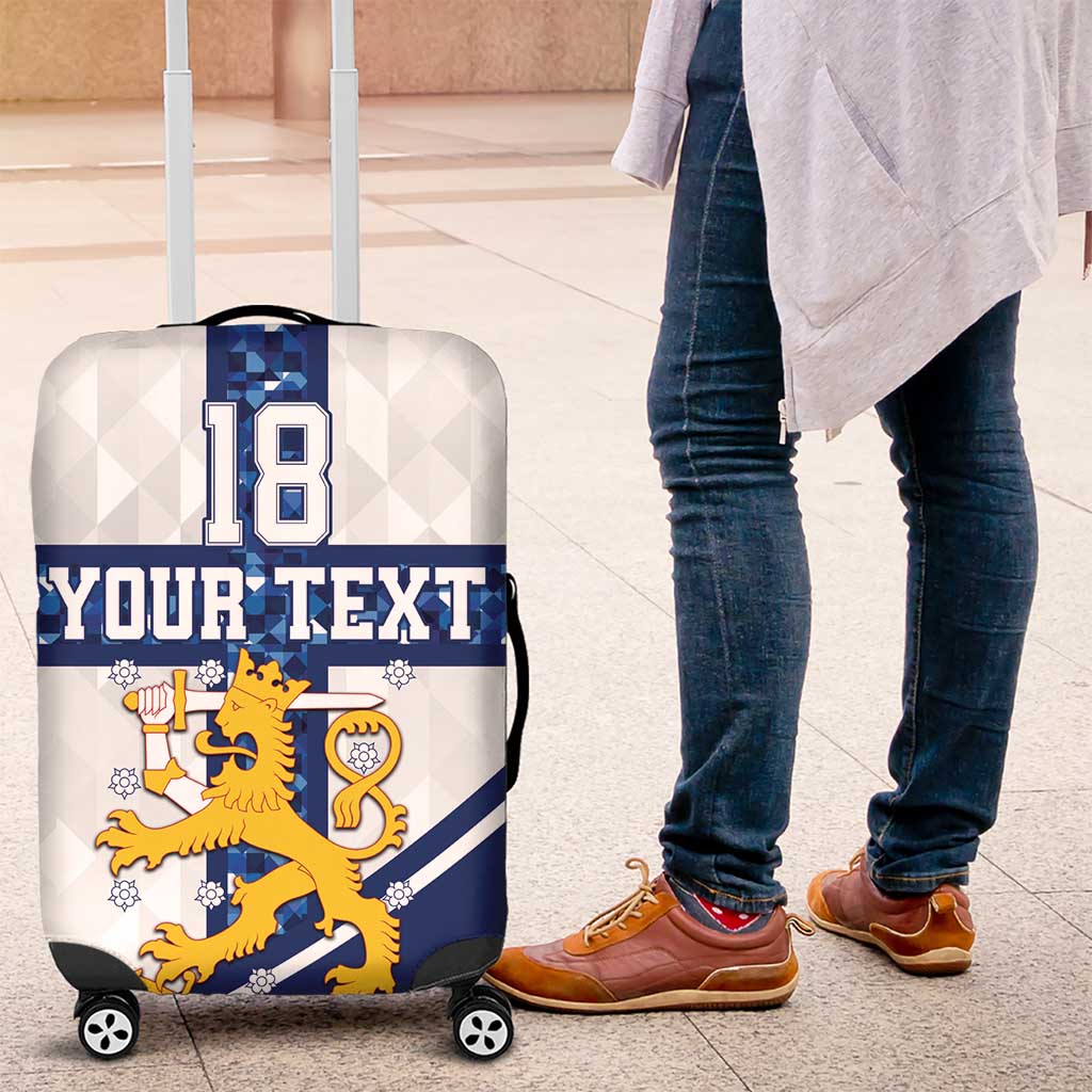 Custom Finland Football Luggage Cover Suomen jalkapallomaajoukkue LT18
