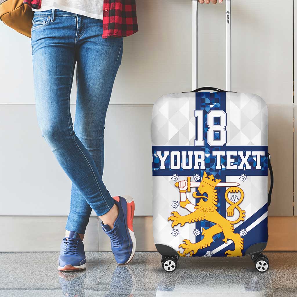 Custom Finland Football Luggage Cover Suomen jalkapallomaajoukkue LT18
