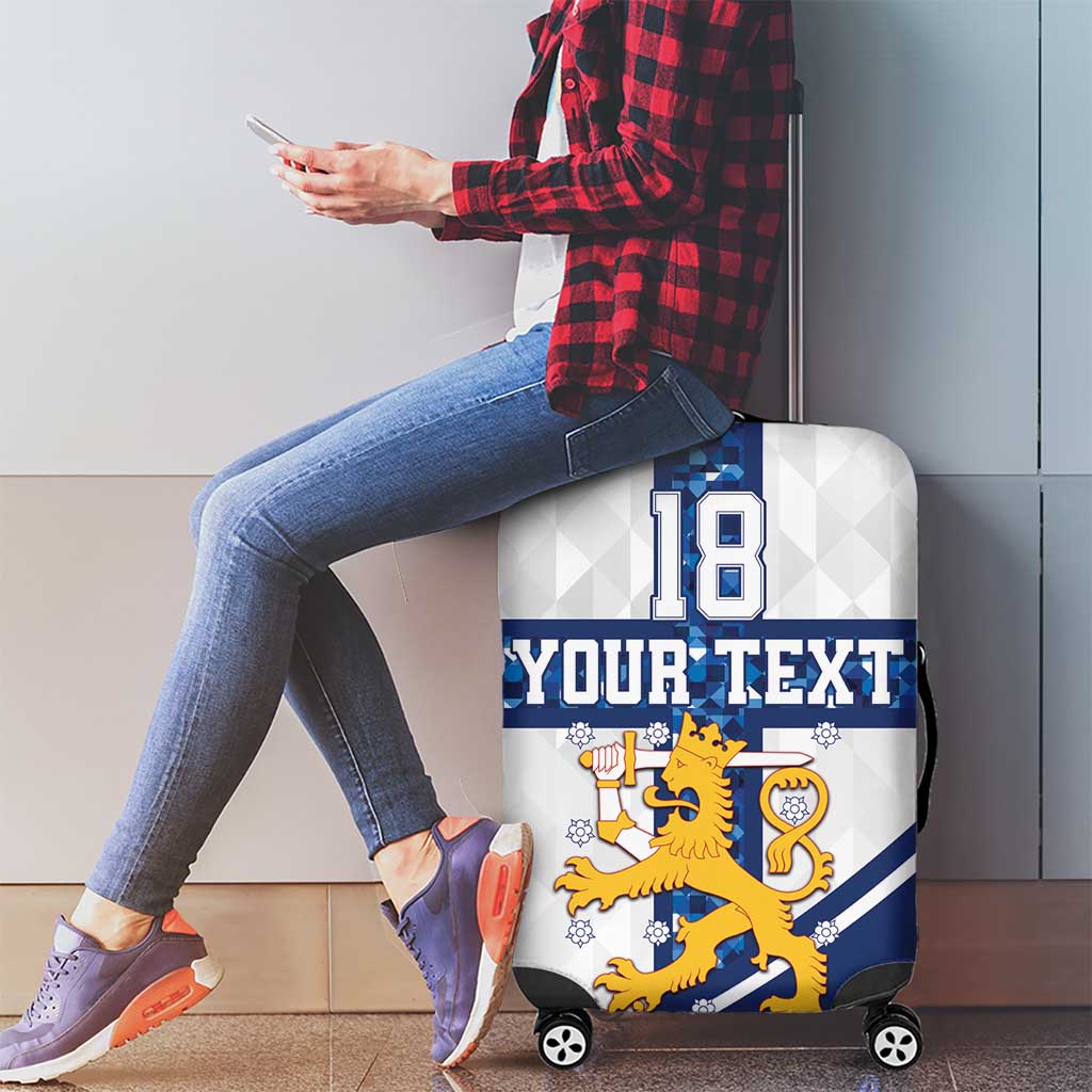 Custom Finland Football Luggage Cover Suomen jalkapallomaajoukkue LT18