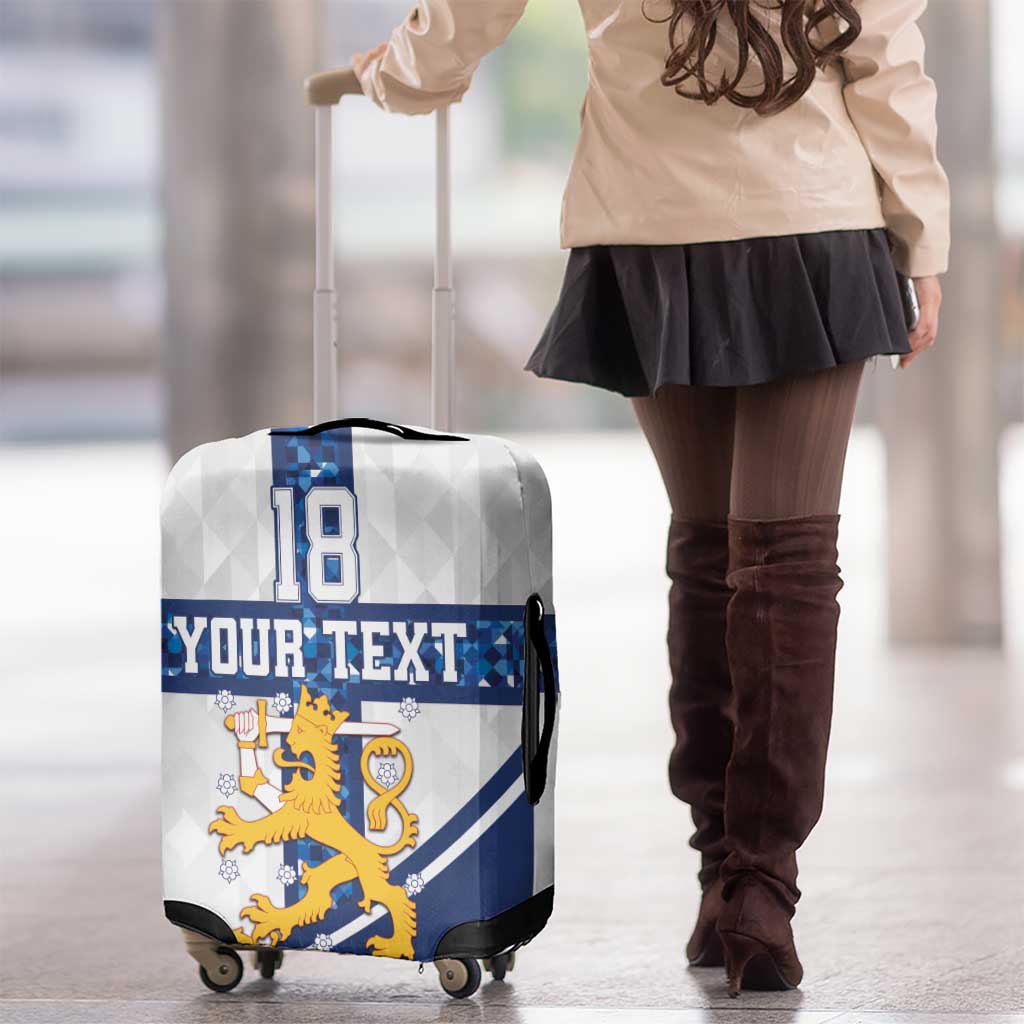 Custom Finland Football Luggage Cover Suomen jalkapallomaajoukkue LT18
