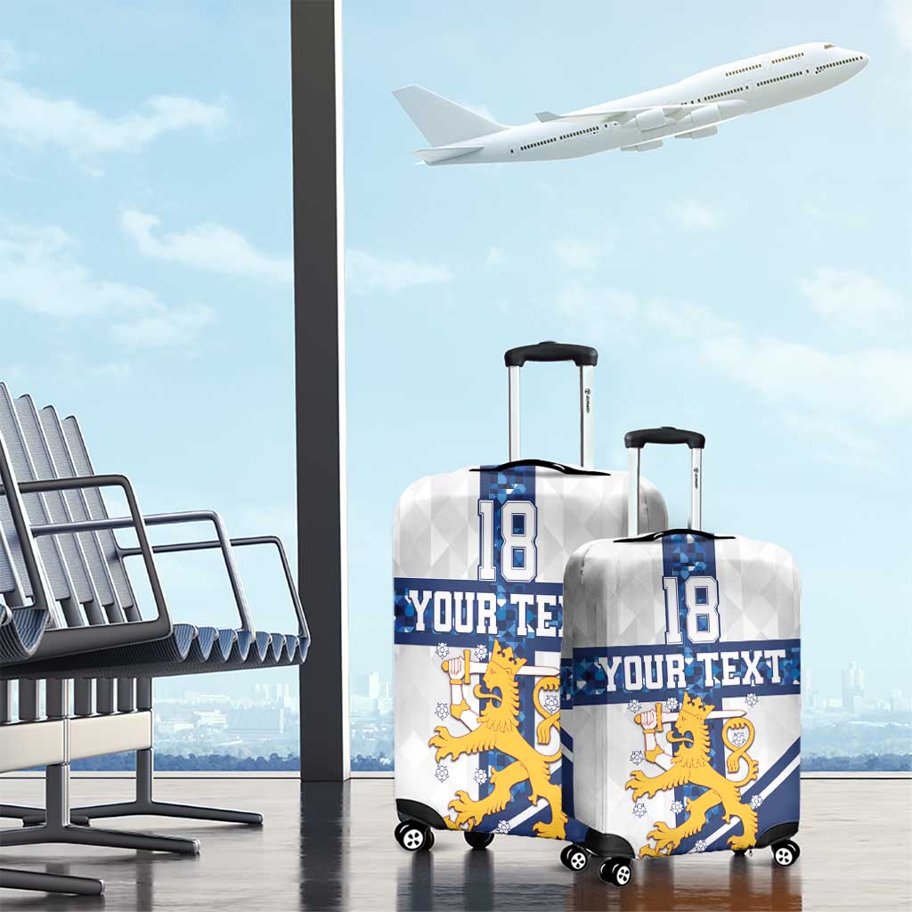Custom Finland Football Luggage Cover Suomen jalkapallomaajoukkue LT18