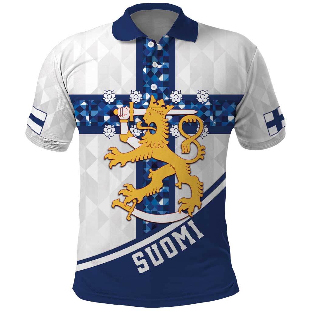 Custom Finland Football Polo Shirt Suomen jalkapallomaajoukkue LT18