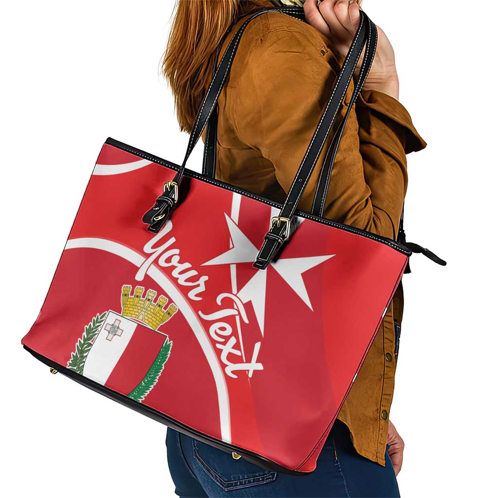 Personalized Malta Cross Coat Of Arms Leather Tote Bag LT18