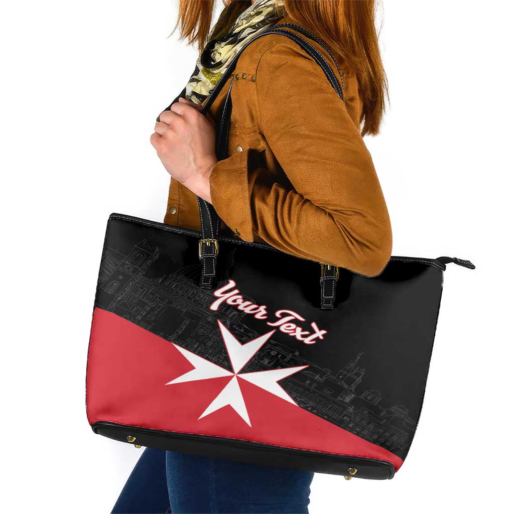 Personalized Malta Cross With Valletta Capital Leather Tote Bag LT18
