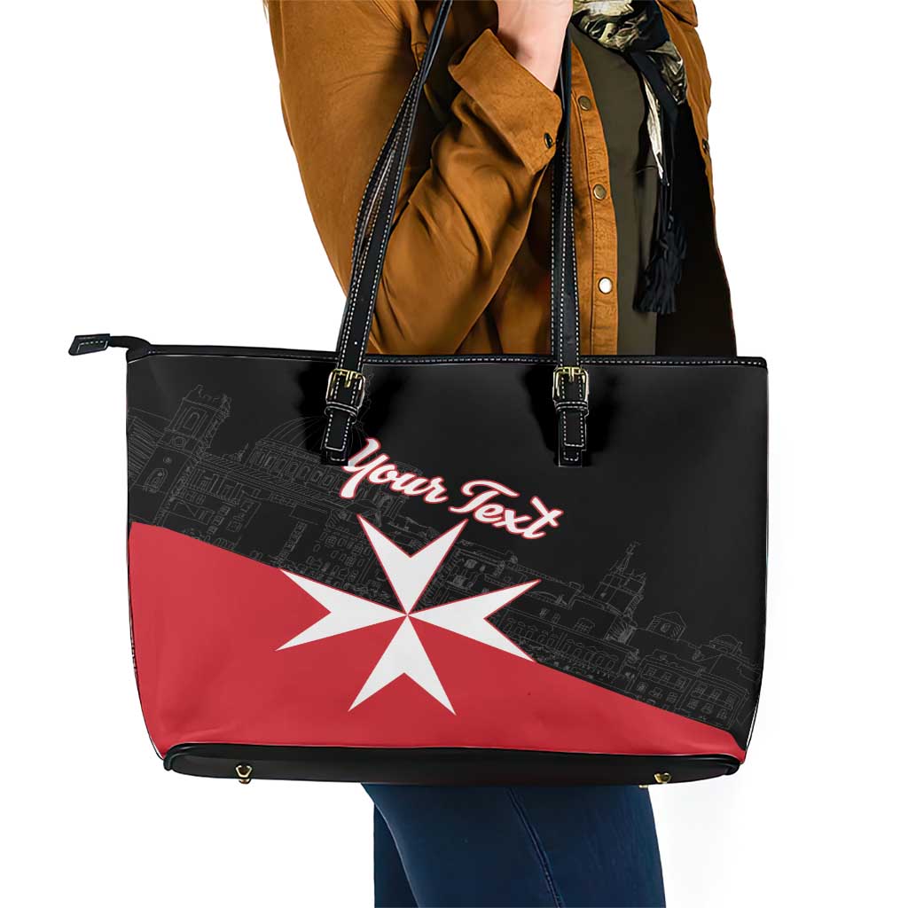 Personalized Malta Cross With Valletta Capital Leather Tote Bag LT18