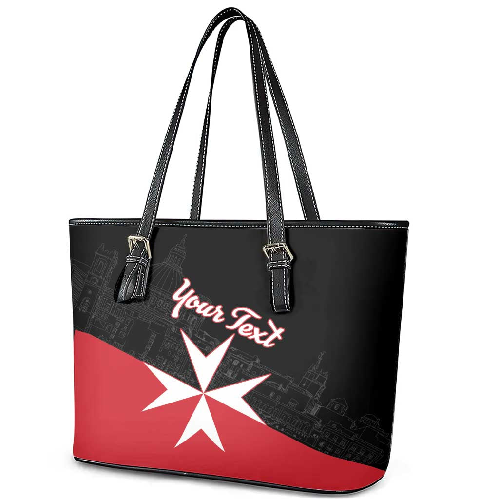 Personalized Malta Cross With Valletta Capital Leather Tote Bag LT18