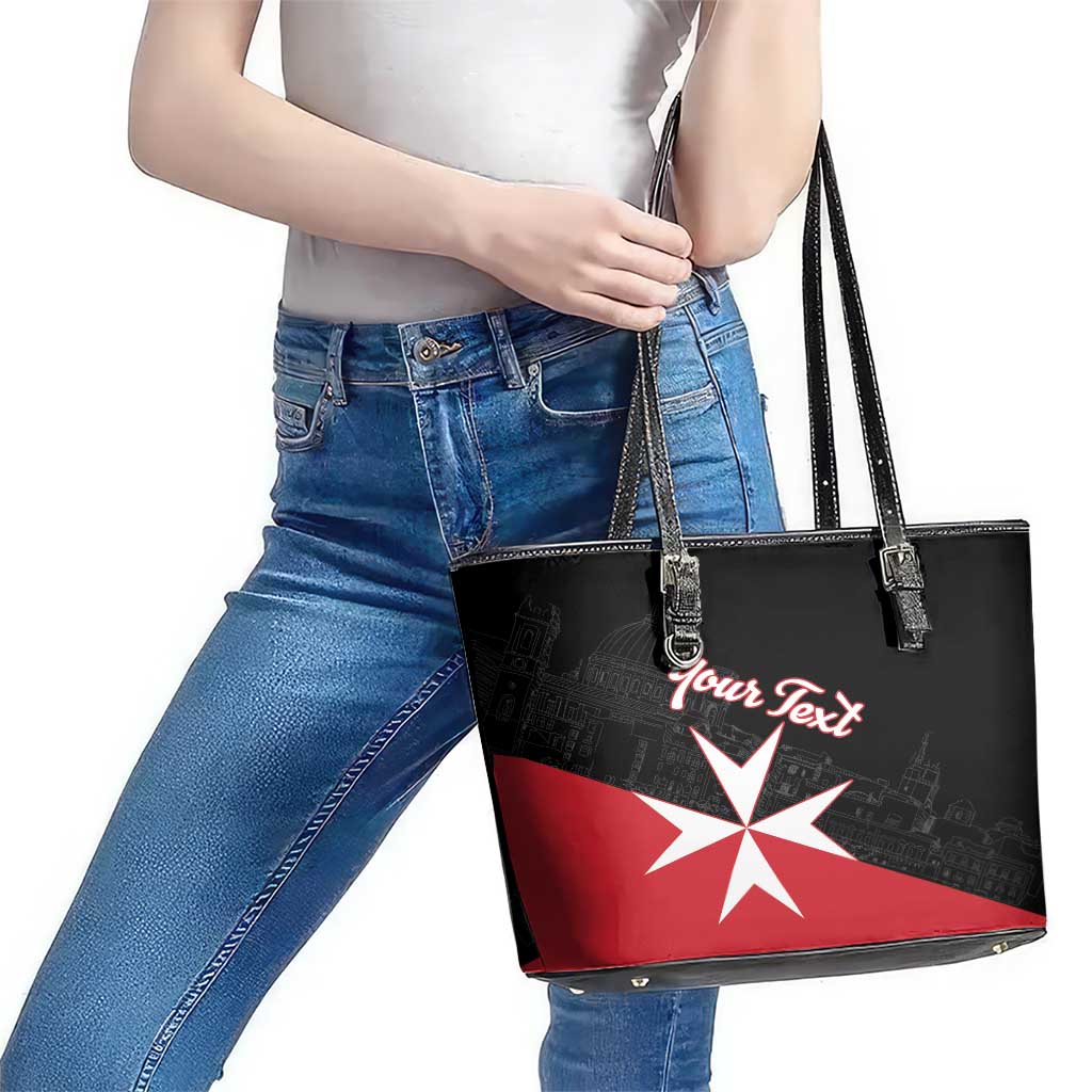 Personalized Malta Cross With Valletta Capital Leather Tote Bag LT18