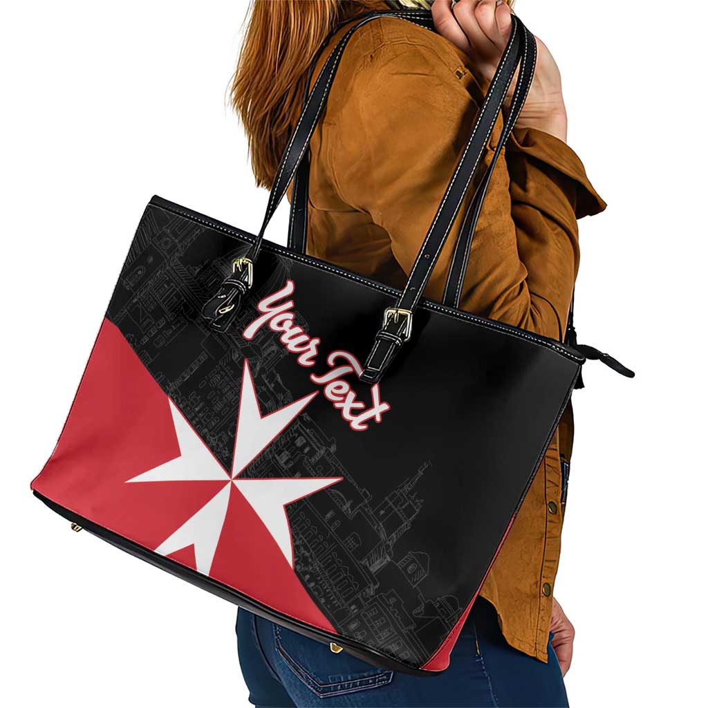 Personalized Malta Cross With Valletta Capital Leather Tote Bag LT18