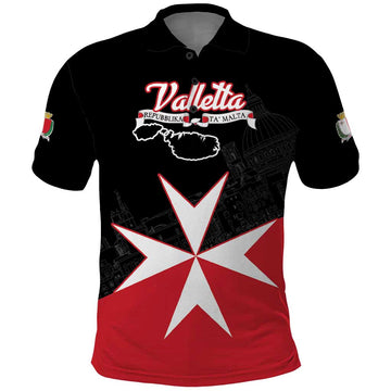 Personalized Malta Cross With Valletta Capital Polo Shirt LT18