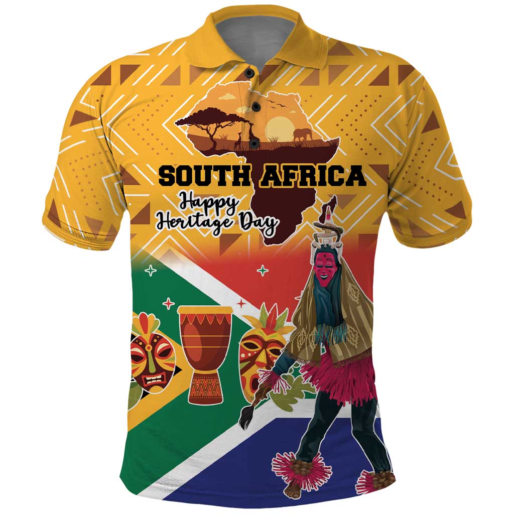 Personalized South Africa Heritage Day Polo Shirt With Traditional Dancer LT18