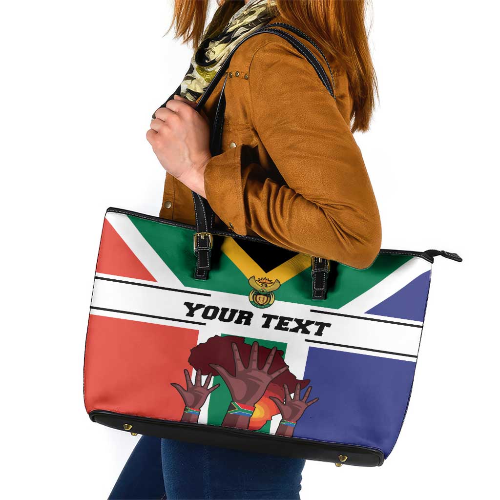 Personalized South Africa Heritage Day Leather Tote Bag Flag Style LT18