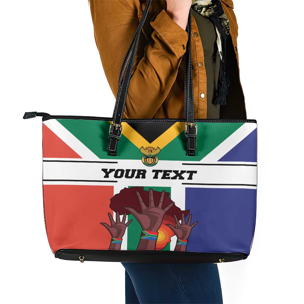 Personalized South Africa Heritage Day Leather Tote Bag Flag Style LT18