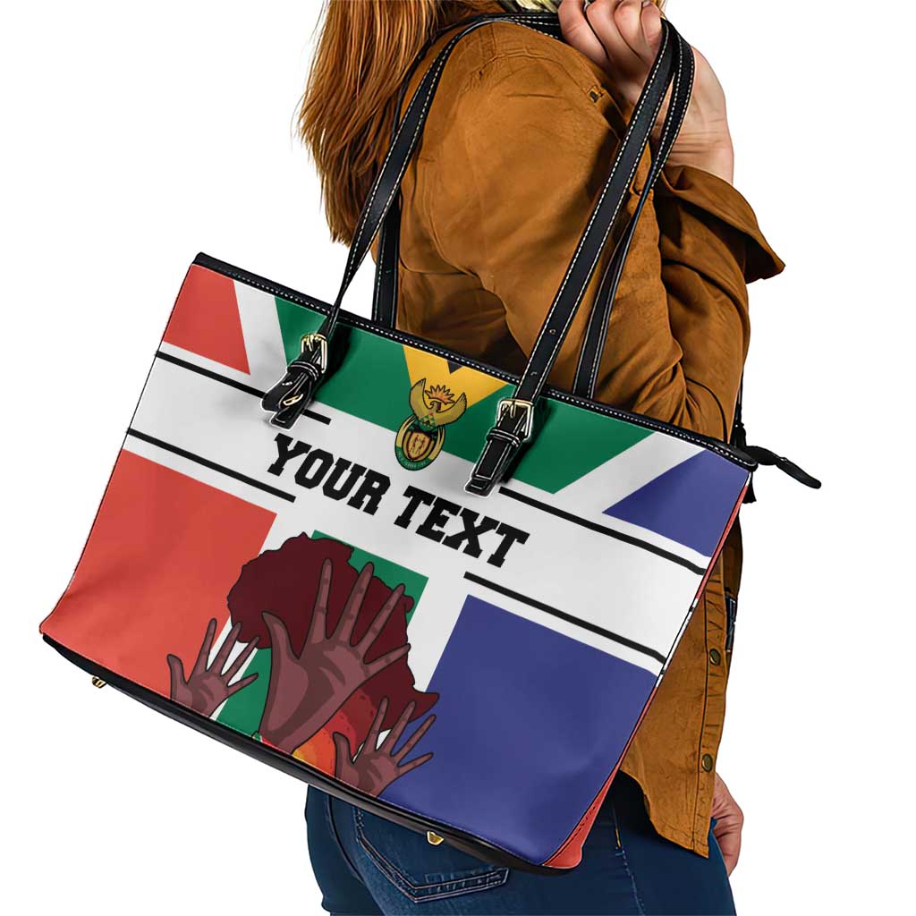 Personalized South Africa Heritage Day Leather Tote Bag Flag Style LT18