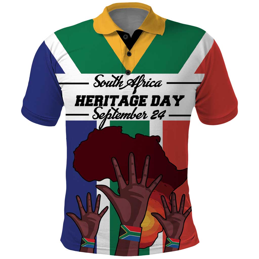Personalized South Africa Heritage Day Polo Shirt Flag Style LT18