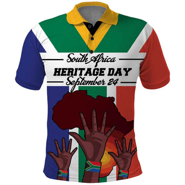Personalized South Africa Heritage Day Polo Shirt Flag Style LT18