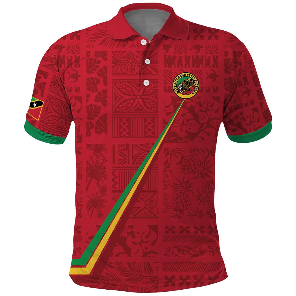 Custom Saint Kitts And Nevis Football Polo Shirt Sugar Boyz Red Version LT18