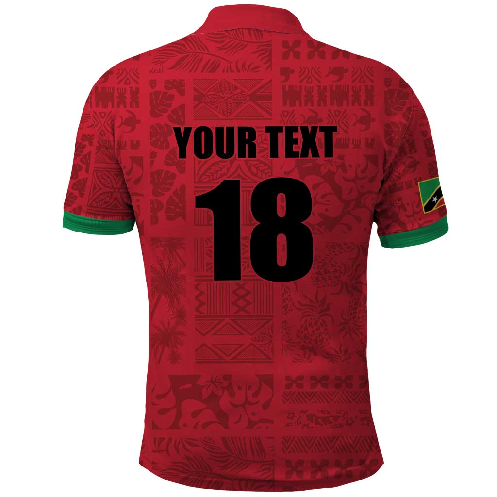 Custom Saint Kitts And Nevis Football Polo Shirt Sugar Boyz Red Version LT18