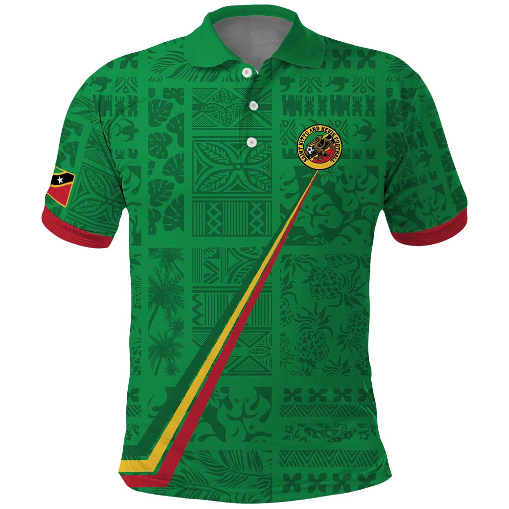 Custom Saint Kitts And Nevis Football Polo Shirt Sugar Boyz Green Version LT18