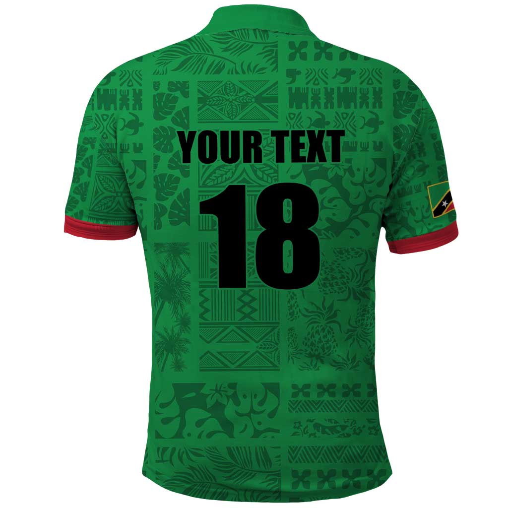 Custom Saint Kitts And Nevis Football Polo Shirt Sugar Boyz Green Version LT18