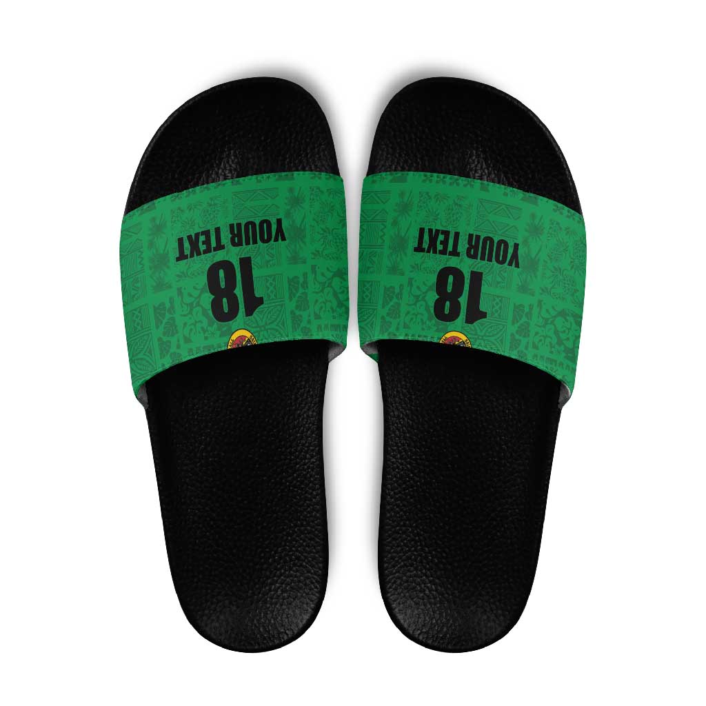 Custom Saint Kitts And Nevis Football Slide Sandals Sugar Boyz Green Version LT18