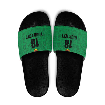 Custom Saint Kitts And Nevis Football Slide Sandals Sugar Boyz Green Version LT18