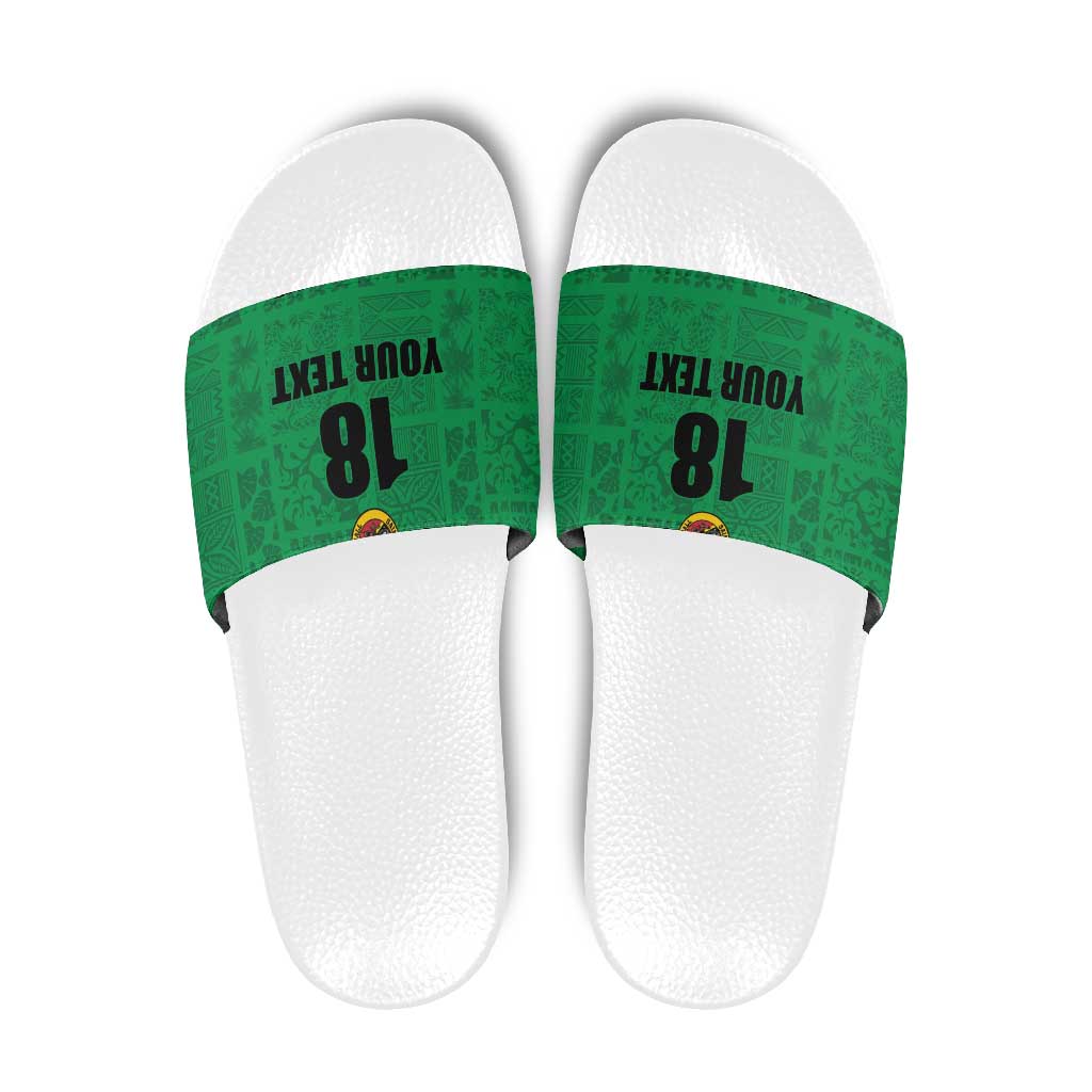 Custom Saint Kitts And Nevis Football Slide Sandals Sugar Boyz Green Version LT18