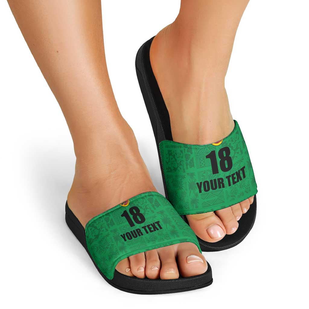 Custom Saint Kitts And Nevis Football Slide Sandals Sugar Boyz Green Version LT18