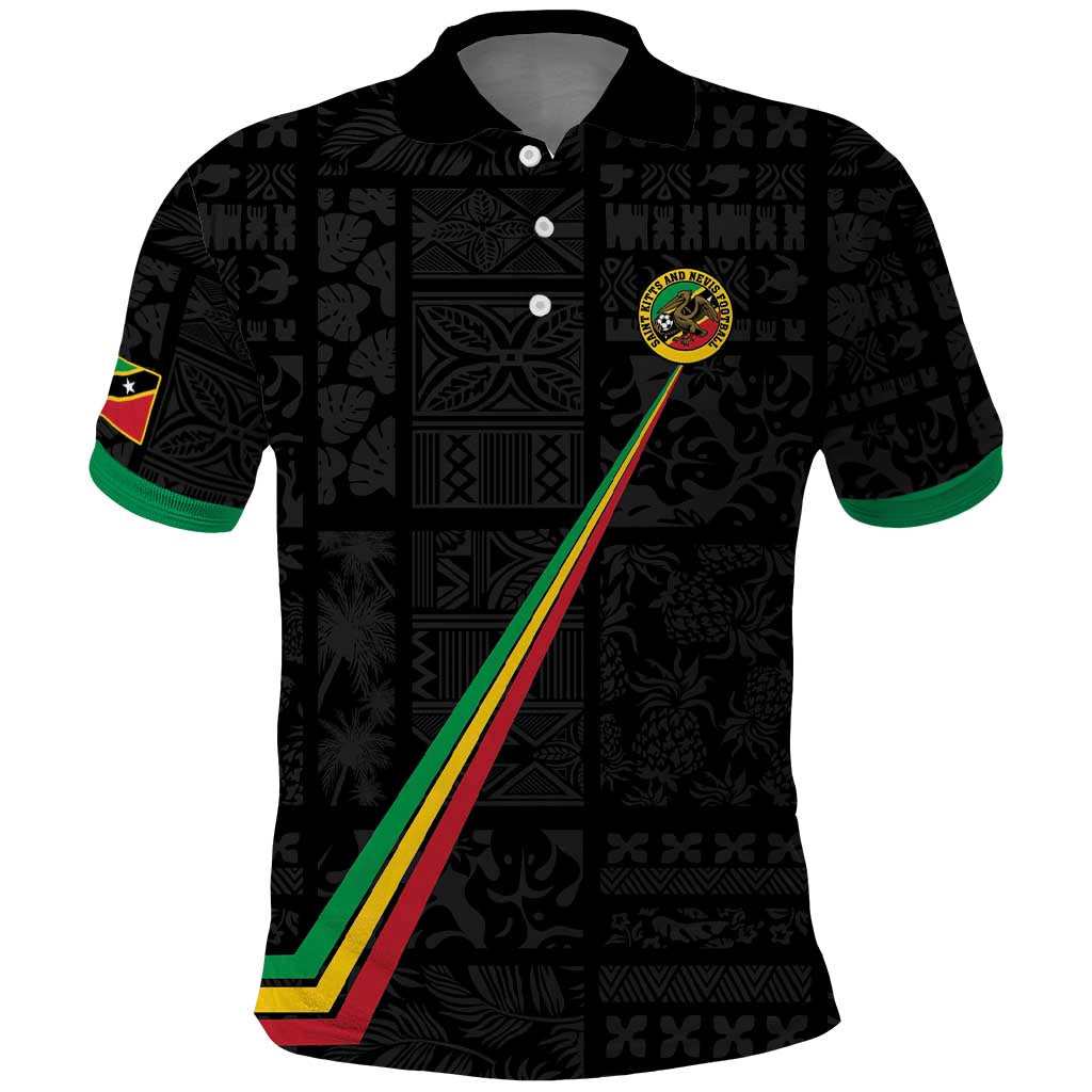 Custom Saint Kitts And Nevis Football Polo Shirt Sugar Boyz Black Version LT18