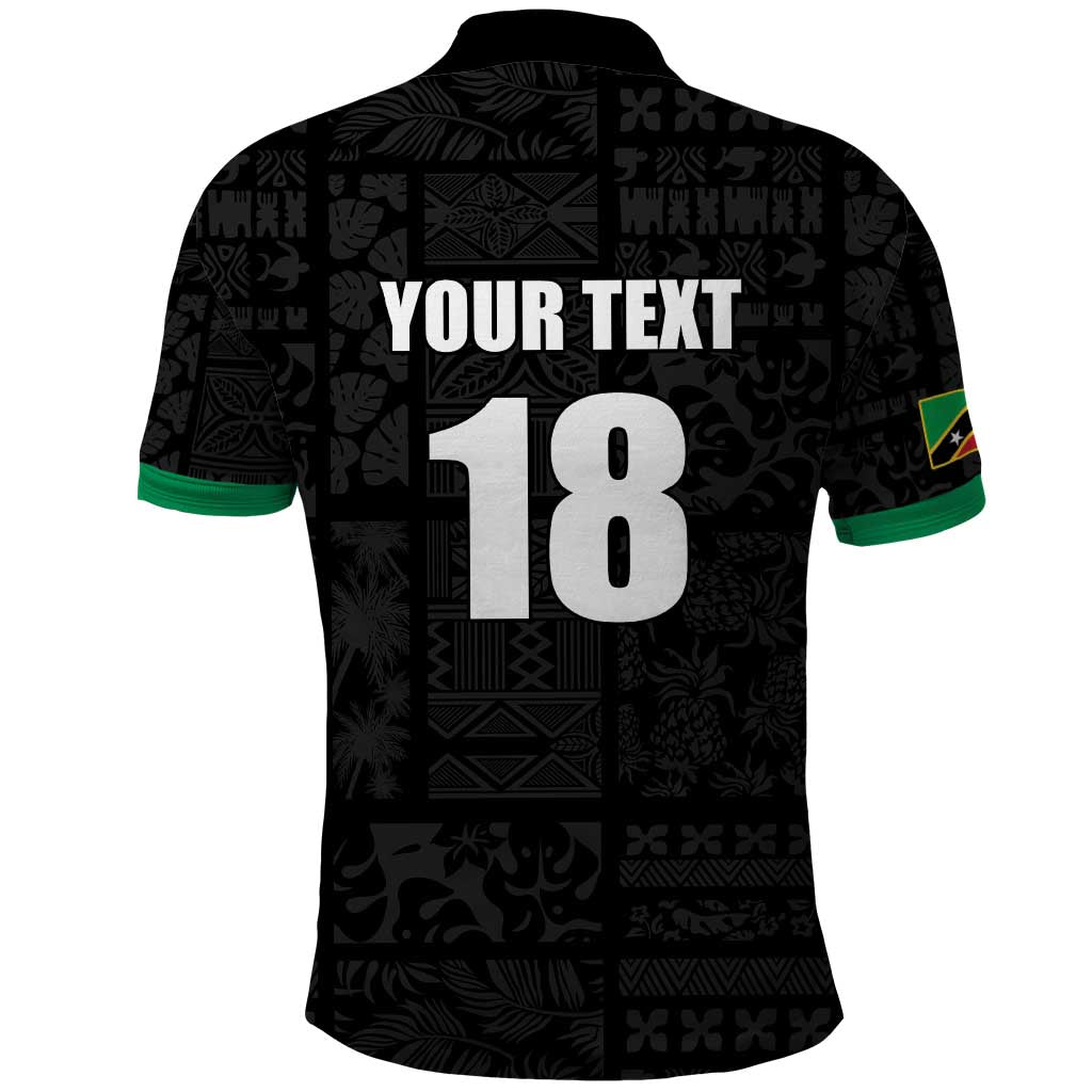 Custom Saint Kitts And Nevis Football Polo Shirt Sugar Boyz Black Version LT18