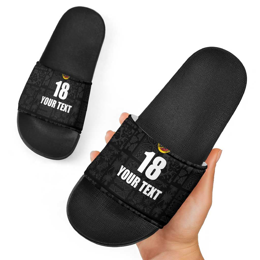 Custom Saint Kitts And Nevis Football Slide Sandals Sugar Boyz Black Version LT18