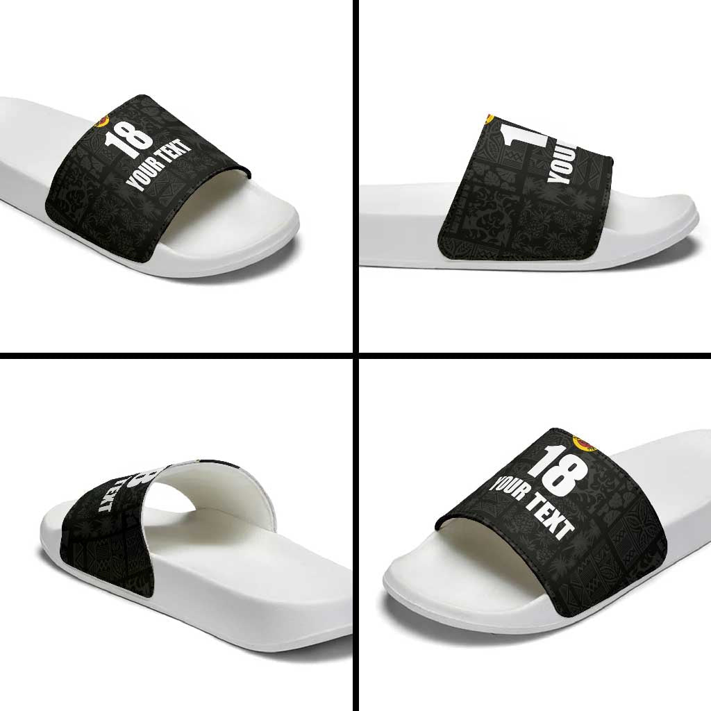 Custom Saint Kitts And Nevis Football Slide Sandals Sugar Boyz Black Version LT18