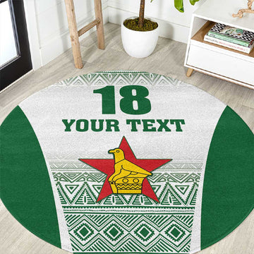 Custom Zimbabwe Sables Rugby Round Carpet African Patterns LT18