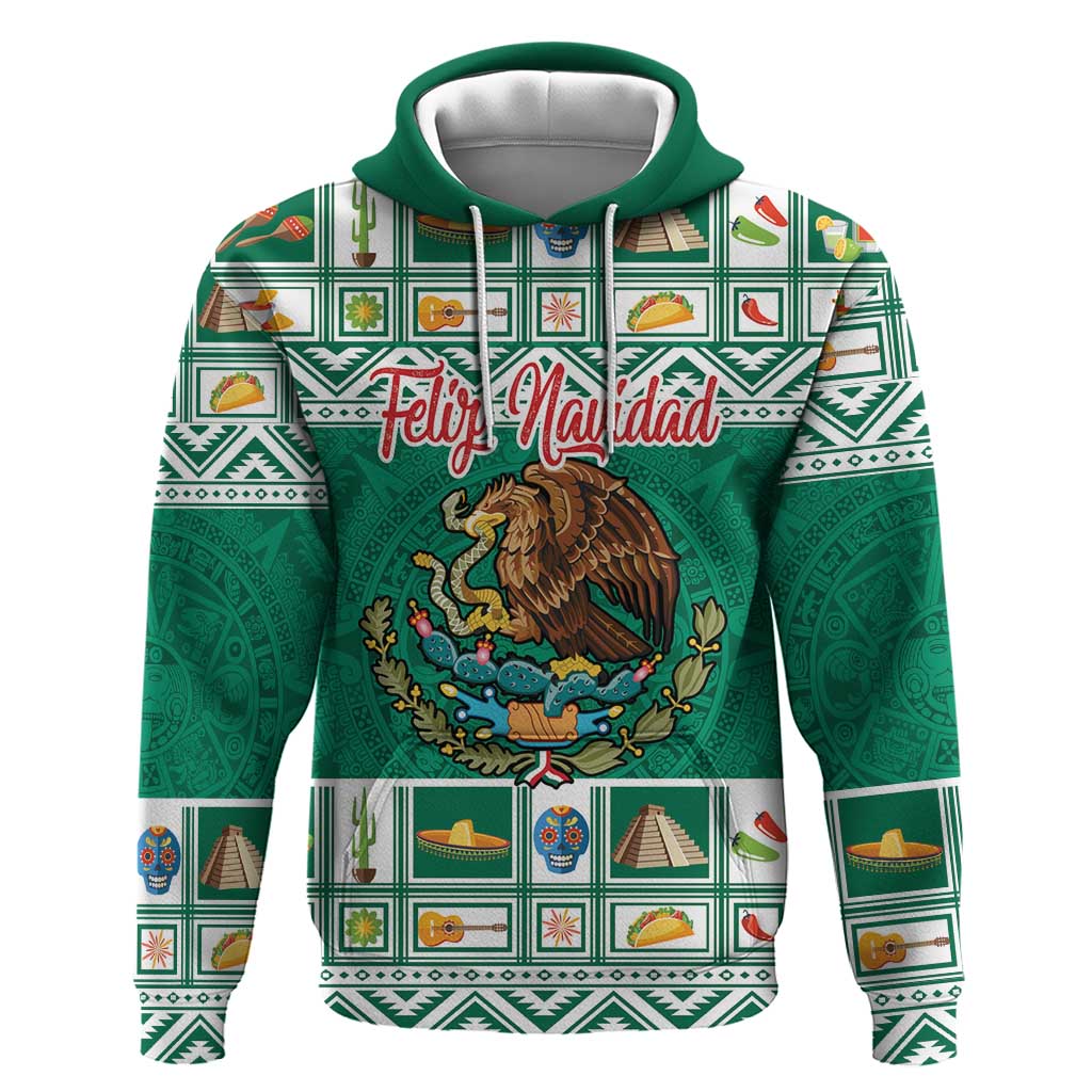 Personalized Mexico Christmas Hoodie Coat Of Arms With Aztec Mexican Patterns LT18