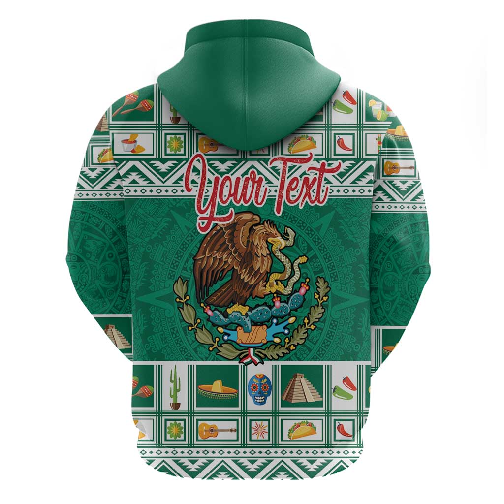 Personalized Mexico Christmas Hoodie Coat Of Arms With Aztec Mexican Patterns LT18