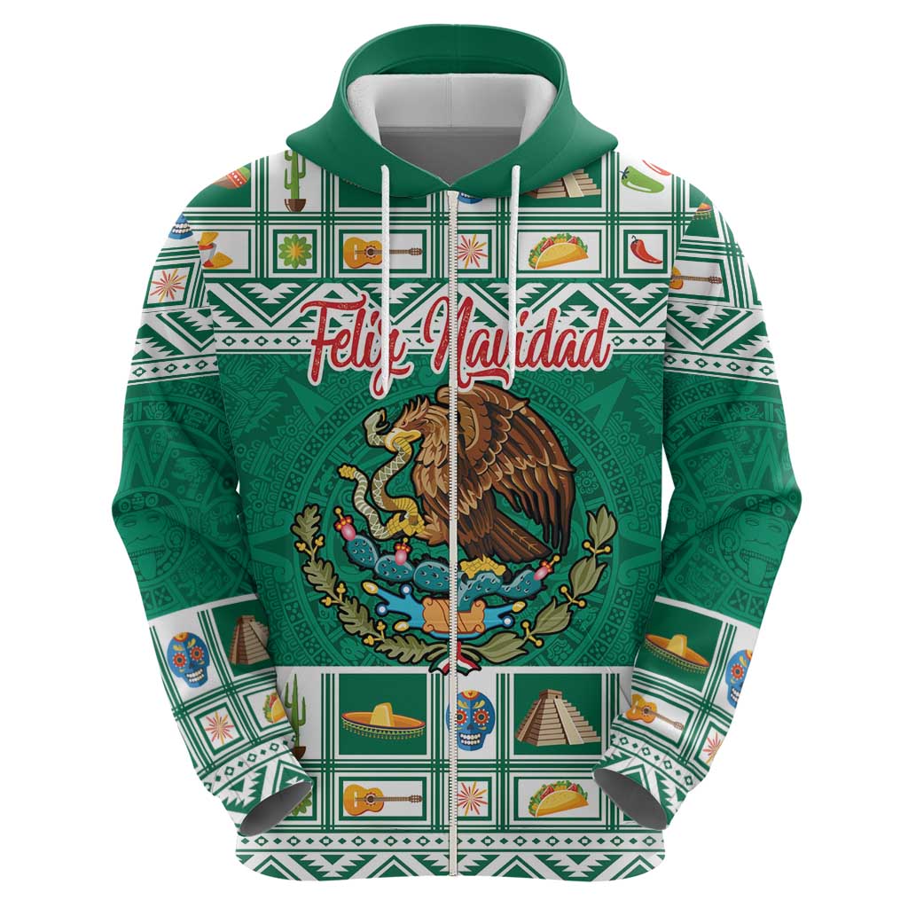 Personalized Mexico Christmas Hoodie Coat Of Arms With Aztec Mexican Patterns LT18