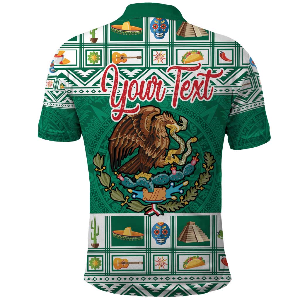 Personalized Mexico Christmas Polo Shirt Coat Of Arms With Aztec Mexican Patterns LT18