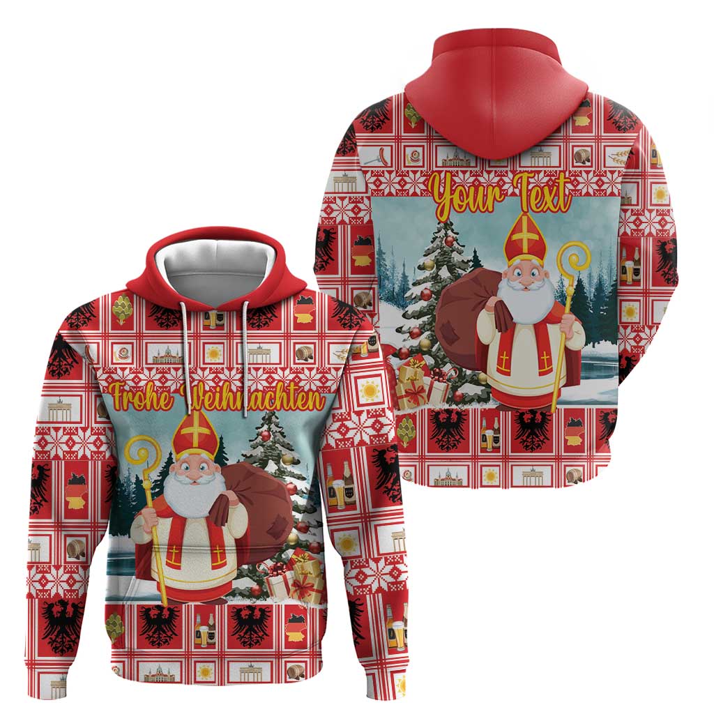 Personalized Germany Frohe Weihnachten Hoodie Cute Saint Nicholas With Christmas Tree LT18