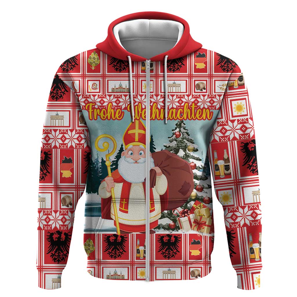 Personalized Germany Frohe Weihnachten Hoodie Cute Saint Nicholas With Christmas Tree LT18