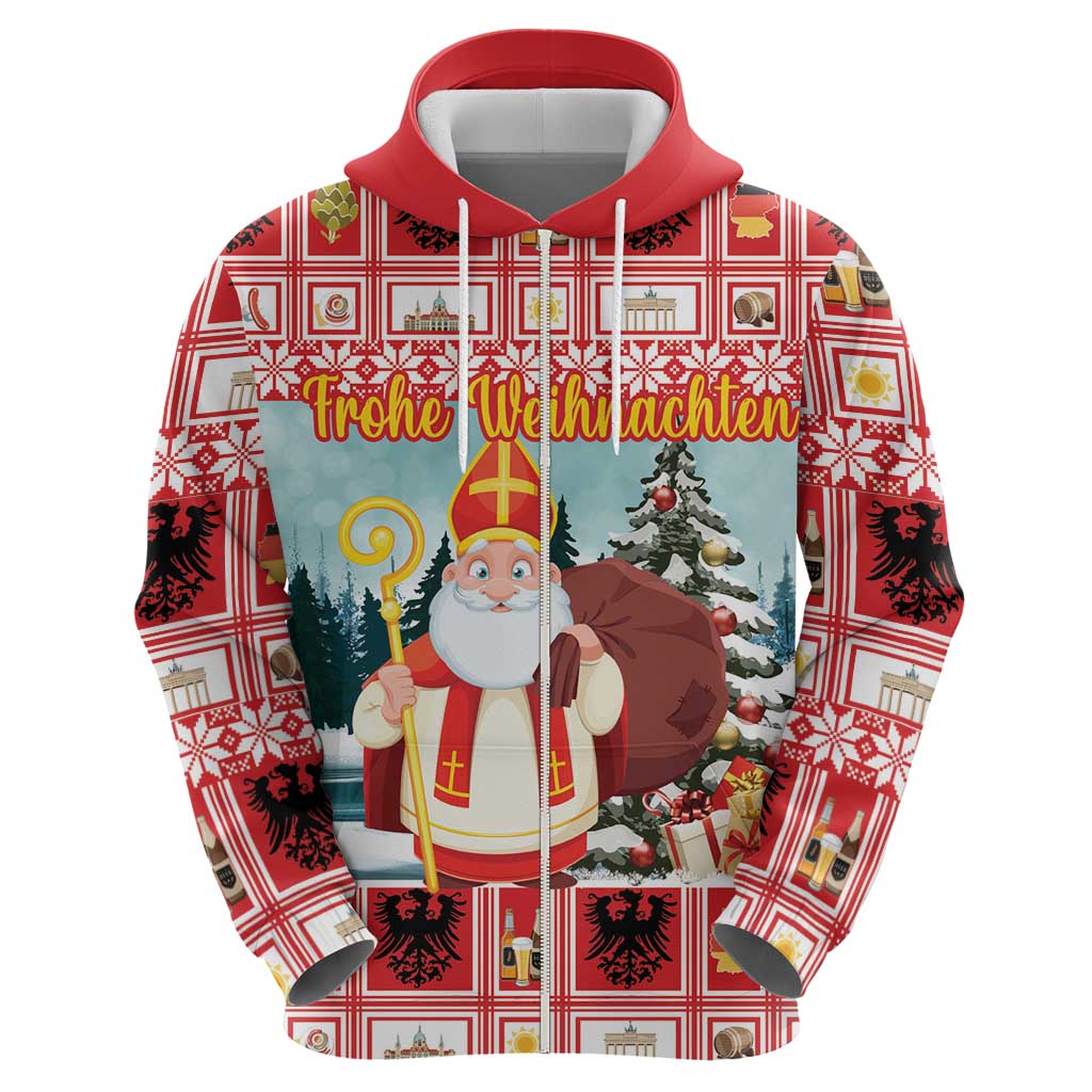 Personalized Germany Frohe Weihnachten Hoodie Cute Saint Nicholas With Christmas Tree LT18