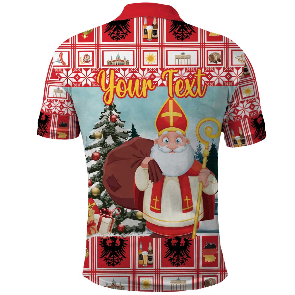 Personalized Germany Frohe Weihnachten Polo Shirt Cute Saint Nicholas With Christmas Tree LT18